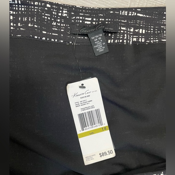 NEW “old money” Kenneth Cole knee length black and white classy women’s skirt - Picture 4 of 5